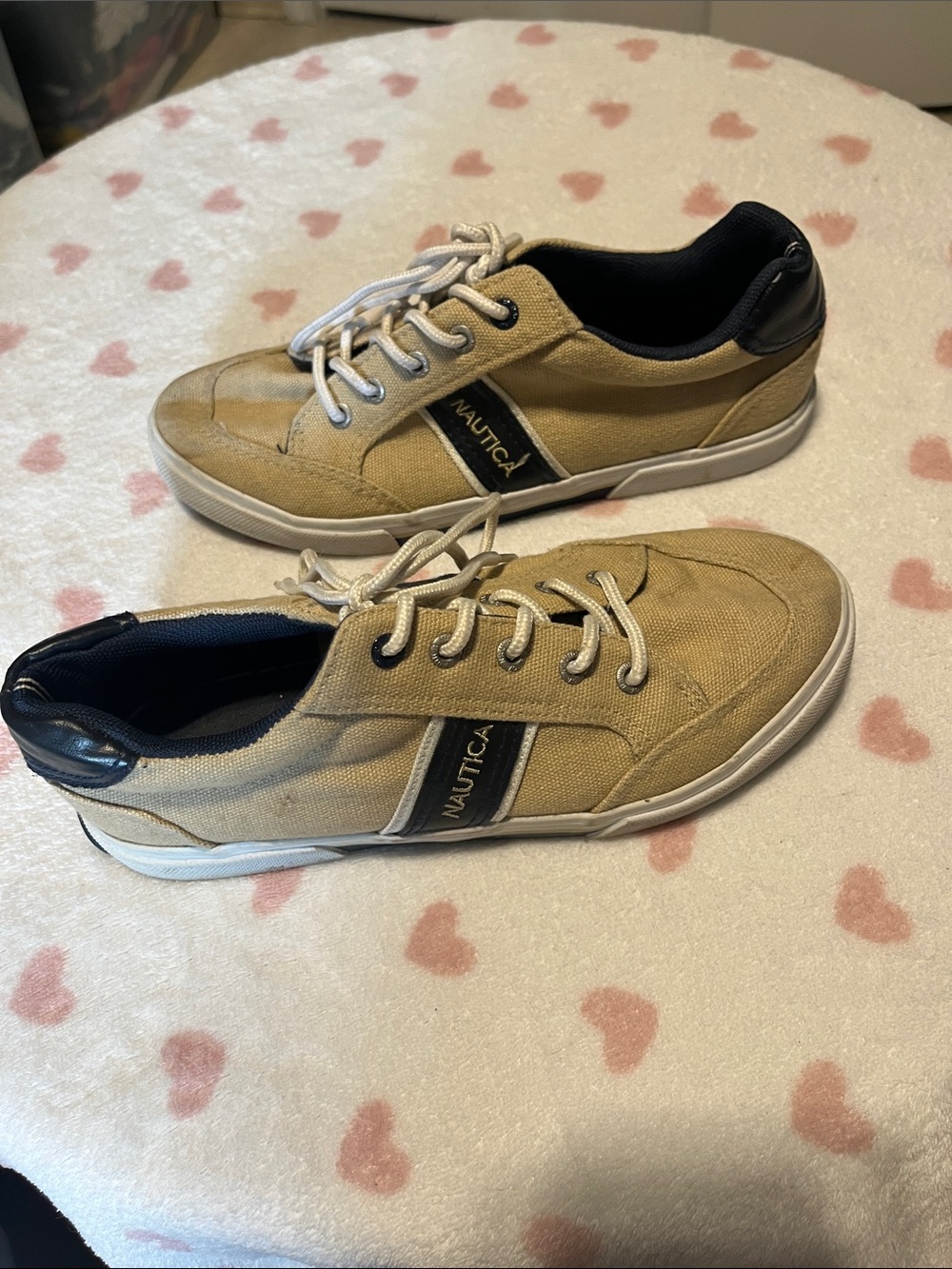 Nautica Kids Taupe Canvas Sneakers with Navy Trim